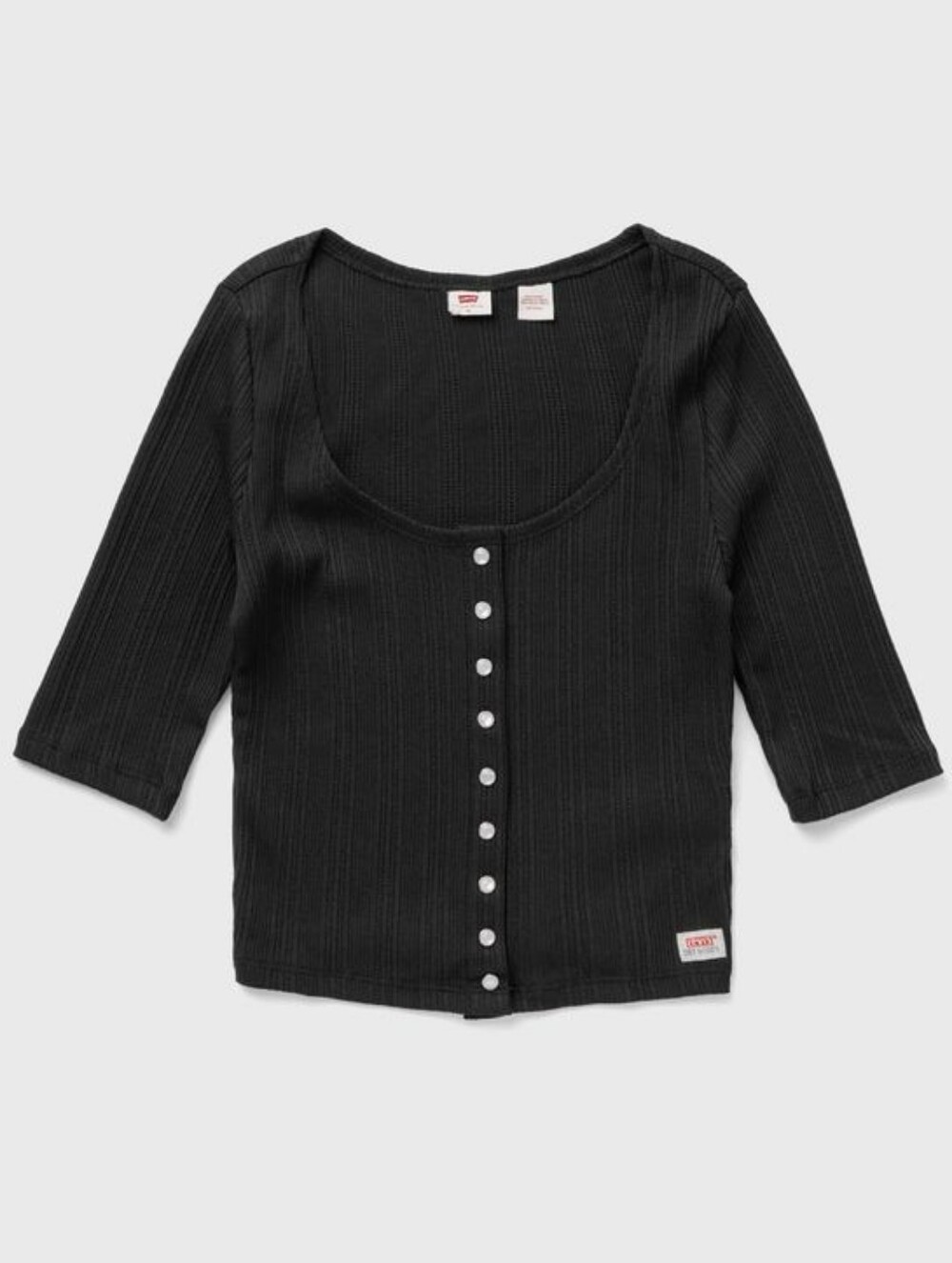 Levi's Black Ribbed Button-Front Top Women Size Large
